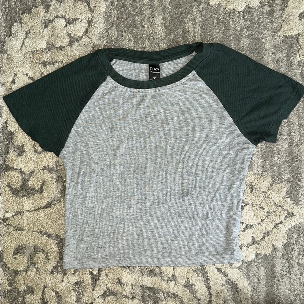 Dazy Gray and Black Women's Raglan Top